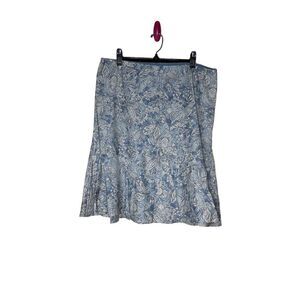 Chaps Women's Blue Floral Pleated Knee Length Skirt Size XL Casual